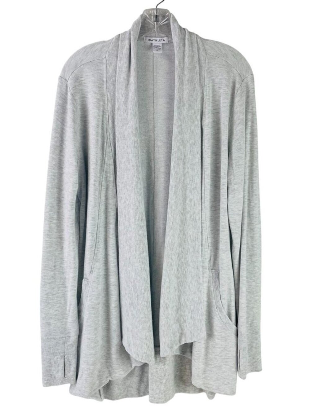 Athleta Pranayama Wrap Cardigan Womens Medium Heathered Gray Open Front